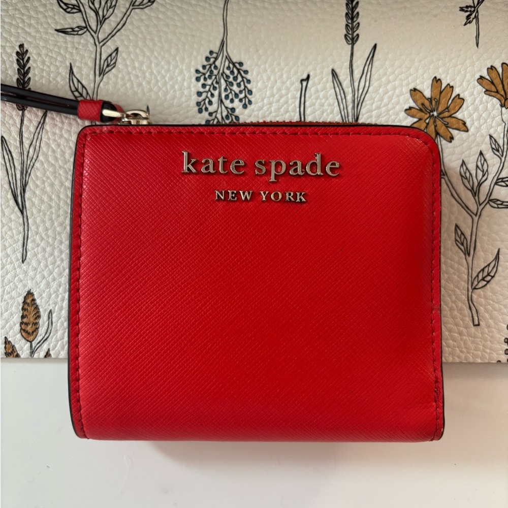 Kate Spade Red Leather Wallet Vibrant and Structured
